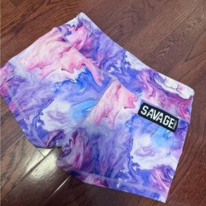 Savage Barbell Purple Pink Marble Shorts